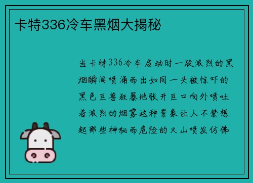卡特336冷车黑烟大揭秘